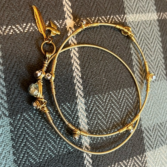 Guitar String Bangles Bracelet Gold Set of Two - Picture 2 of 10